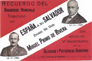 PROPAGANDA HOMENAJE A PRIMO DE RIVERA.