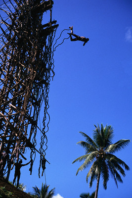 Land Diver Bungee Jumping off of Tower
